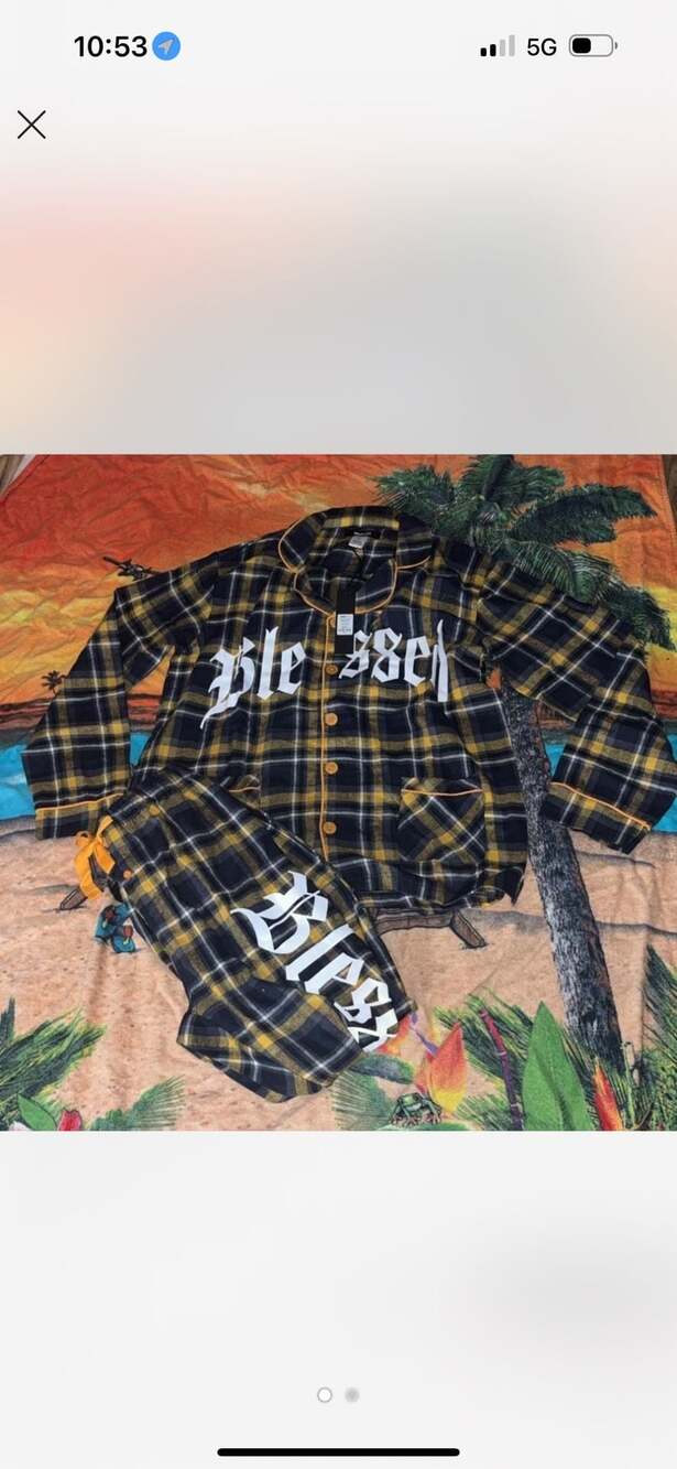 BoohooMan Blessed Plaid Pajama Set